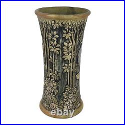 Weller Knifewood Late Teens Vintage Art Pottery Peacock Ceramic Flower Vase