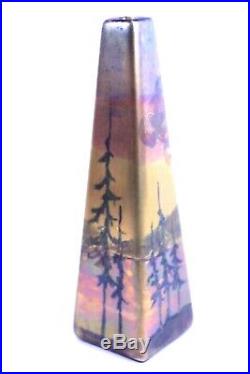 Weller La Sa Signed Art Pottery Pine Tree Vase Arts & Crafts Metallic Glaze NICE