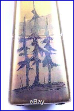 Weller La Sa Signed Art Pottery Pine Tree Vase Arts & Crafts Metallic Glaze NICE