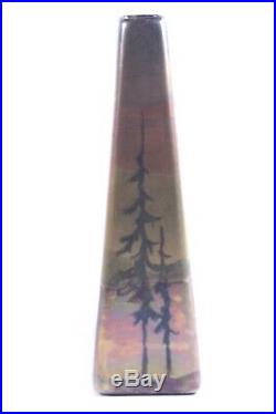 Weller La Sa Signed Art Pottery Pine Tree Vase Arts & Crafts Metallic Glaze NICE