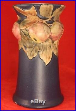 Weller Large Blue Baldin APPLES 9½ Corseted Vase ARTS & CRAFTS Mission