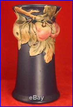 Weller Large Blue Baldin APPLES 9½ Corseted Vase ARTS & CRAFTS Mission