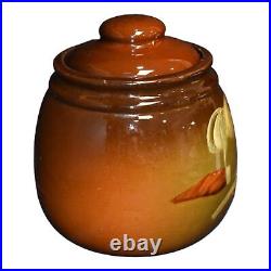 Weller Louwelsa 1900s Vintage Art Pottery Brown Hand Painted Ceramic Humidor