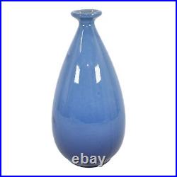 Weller Louwelsa Blue 1900s Vintage Art Pottery Hand Painted Flowers Ceramic Vase