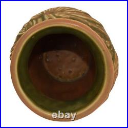 Weller Marvo 1920s Vintage Art Pottery Palm Frond Green Brown Ceramic Vase