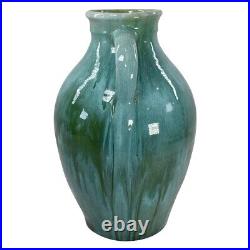 Weller Nile Early 1930s Vintage Art Deco Pottery Green Drip Ceramic Vase