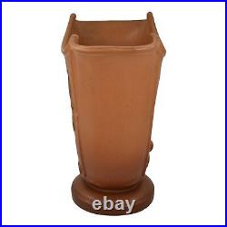 Weller Oak Leaf 1930s Vintage Art Pottery Brown Ceramic Vase
