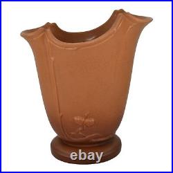 Weller Oak Leaf 1930s Vintage Art Pottery Brown Ceramic Vase