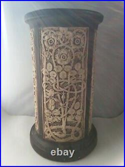 Weller Pottery Claywood Ped 90 PEDESTAL PLANT UMBRELLA STAND Rose Arts & Crafts