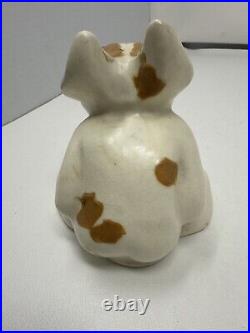 Weller Pottery Garden Ware 4x3x4Pop-Eye dog white with blue eyes READ