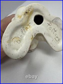 Weller Pottery Garden Ware 4x3x4Pop-Eye dog white with blue eyes READ