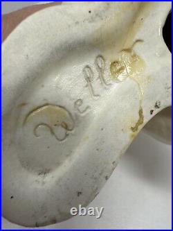 Weller Pottery Garden Ware 4x3x4Pop-Eye dog white with blue eyes READ