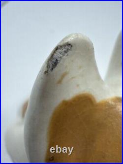 Weller Pottery Garden Ware 4x3x4Pop-Eye dog white with blue eyes READ