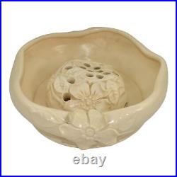 Weller Pottery Ivoris 1930s Vintage Art Pottery Ceramic Flower Frog Console Bowl