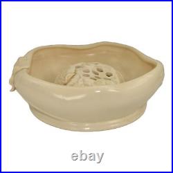 Weller Pottery Ivoris 1930s Vintage Art Pottery Ceramic Flower Frog Console Bowl