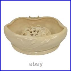 Weller Pottery Ivoris 1930s Vintage Art Pottery Ceramic Flower Frog Console Bowl