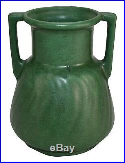 Weller Pottery Matte Green Arts and Crafts Handled Ceramic Vase
