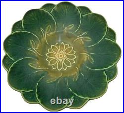 Weller Pottery Pumila Flower Water Lily Console Bowl With Frog 12 3/8
