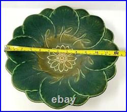 Weller Pottery Pumila Flower Water Lily Console Bowl With Frog 12 3/8