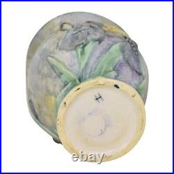 Weller Silvertone 1920s Vintage Art Pottery Pastel Yellow Iris Ceramic Vase