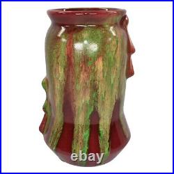 Weller Turkis Late 1920s-33 Vintage Art Deco Pottery Red Green Drip Ceramic Vase