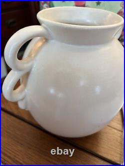 Weller Velva White 1928-33 Vintage Art Deco Pottery Handled Ceramic Vase NM