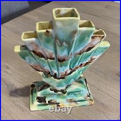 Wendy Art Ware Australian Pottery Fan Vase Handcrafted Gumnut Design Vintage