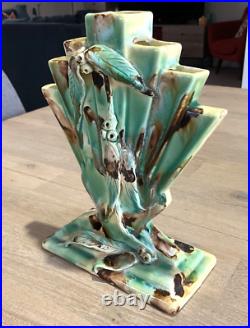 Wendy Art Ware Australian Pottery Fan Vase Handcrafted Gumnut Design Vintage