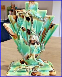 Wendy Art Ware Australian Pottery Fan Vase Handcrafted Gumnut Design Vintage