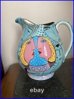 Wendy Ide Williams Post Modern Hand painted STUDIO ART POTTERY Ceramic Jug