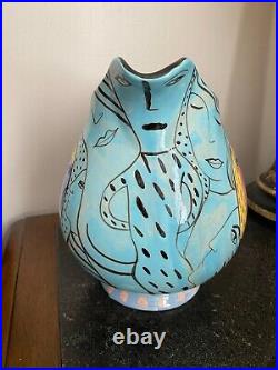Wendy Ide Williams Post Modern Hand painted STUDIO ART POTTERY Ceramic Jug