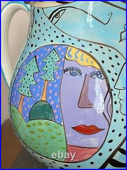 Wendy Ide Williams Post Modern Hand painted STUDIO ART POTTERY Ceramic Jug