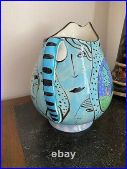 Wendy Ide Williams Post Modern Hand painted STUDIO ART POTTERY Ceramic Jug