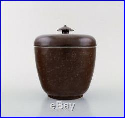 Wilhelm Kåge. Early and rare art deco lidded jar in glazed ceramics