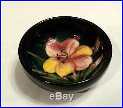 William Moorcroft Art Pottery 3 Cobalt Bowl, Freesia Decoration