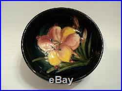 William Moorcroft Art Pottery 3 Cobalt Bowl, Freesia Decoration