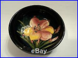 William Moorcroft Art Pottery 3 Cobalt Bowl, Freesia Decoration