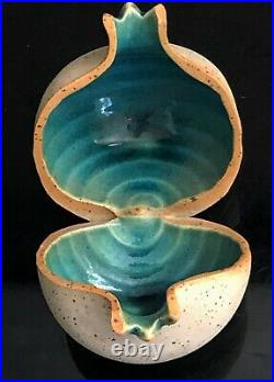 Win Ng Studio Art Pottery Split Pomegranate Fruit Sculpture MID Century Modern