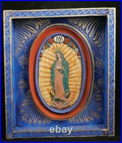 Wood/Ceramic Niche Lady of Guadalupe Mexican Folk Art Religious Handmade/Paint