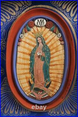 Wood/Ceramic Niche Lady of Guadalupe Mexican Folk Art Religious Handmade/Paint