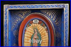 Wood/Ceramic Niche Lady of Guadalupe Mexican Folk Art Religious Handmade/Paint