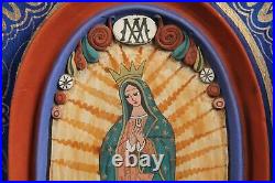 Wood/Ceramic Niche Lady of Guadalupe Mexican Folk Art Religious Handmade/Paint