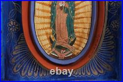 Wood/Ceramic Niche Lady of Guadalupe Mexican Folk Art Religious Handmade/Paint