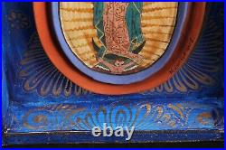 Wood/Ceramic Niche Lady of Guadalupe Mexican Folk Art Religious Handmade/Paint