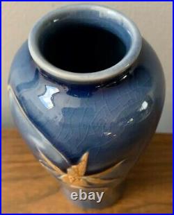 Wow Antique Signed Art Nouveau Pottery Vase Studio Marked Dated Blue Flower