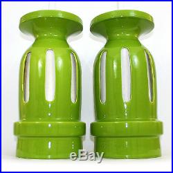 XL Pair Mod Pop Art Ceramic Green Pottery Lamps Mid-Century Modern Space Age 60s