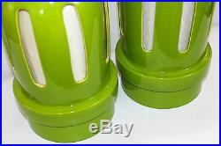 XL Pair Mod Pop Art Ceramic Green Pottery Lamps Mid-Century Modern Space Age 60s