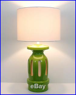 XL Pair Mod Pop Art Ceramic Green Pottery Lamps Mid-Century Modern Space Age 60s