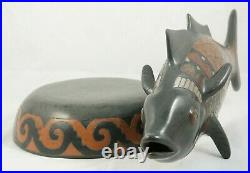 X-Lg Ceramic/Pottery Fish w Stand Mexican Fine Folk Art Initialed Collectible #1