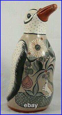 X-Lg Vintage Rare Ceramic/Pottery Penguin Mexican Folk Art Collectible Tonala